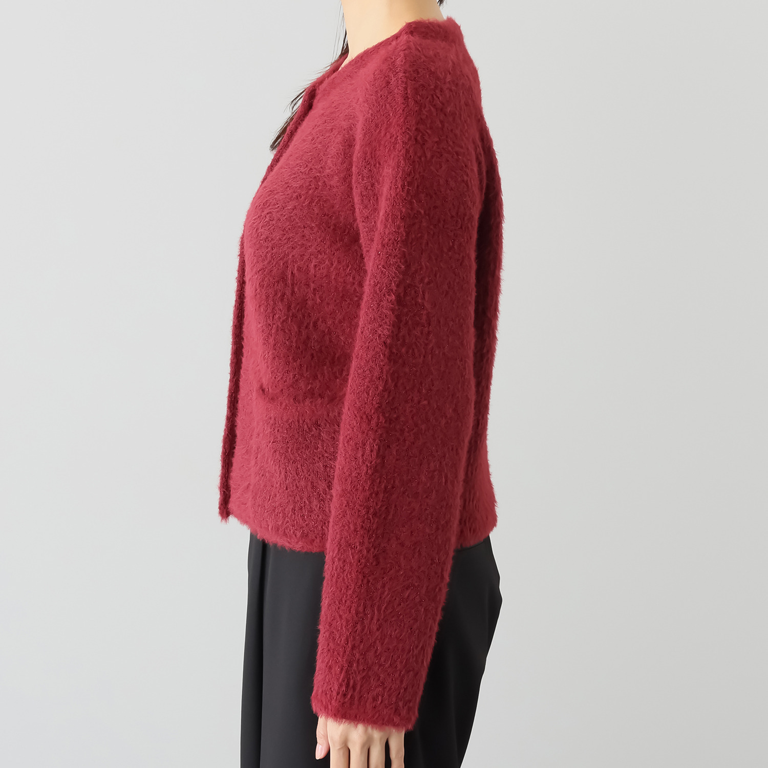 エル　ステュディオ ノーカラーデザイン ニットジャケット