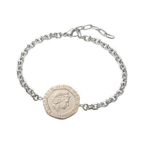 ワールドコインズ イギリス20ペンスコイン エリザベス女王デザイン チェーンブレスレット ワールドコインズ イギリス20ペンスコイン エリザベス女王デザイン チェーンブレスレット