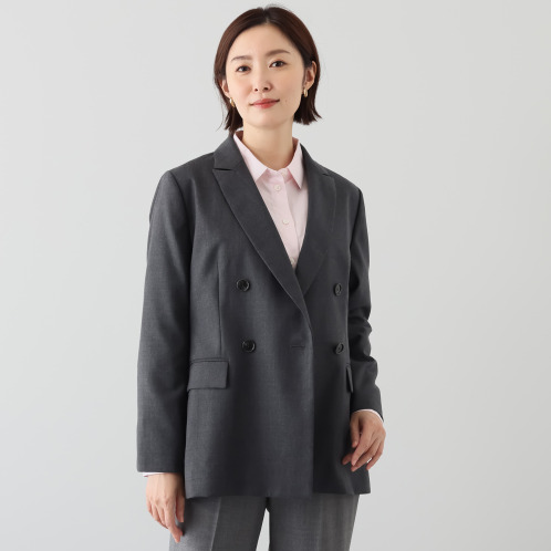 ポルトゥヴィーダ　ウォッシャブル　ウール混　ダブルジャケット