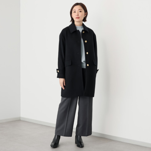 ポルトゥヴィーダ　ジロンラムウール混　ステンカラーコート