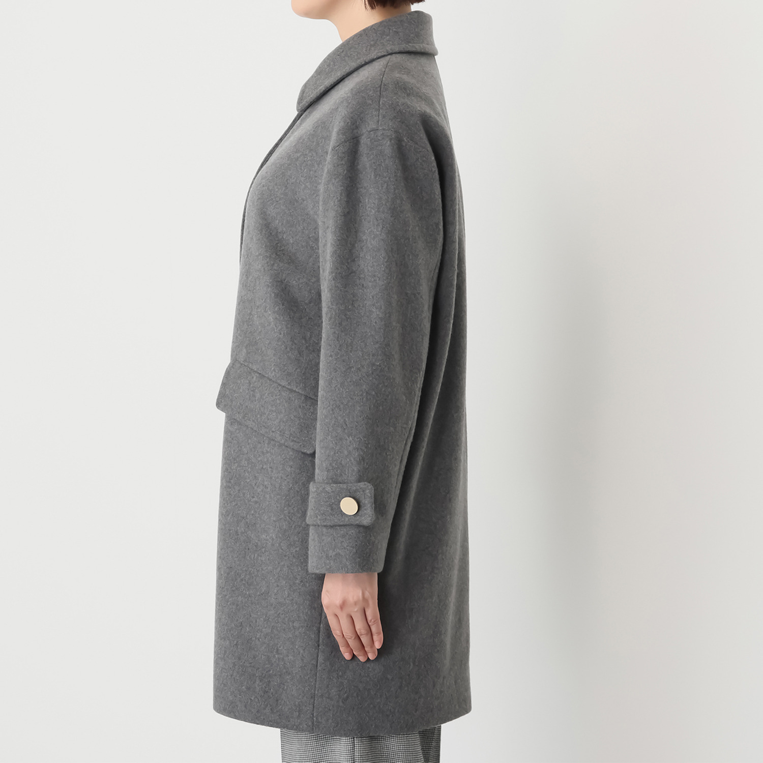 ポルトゥヴィーダ ジロンラムウール混 ステンカラーコート