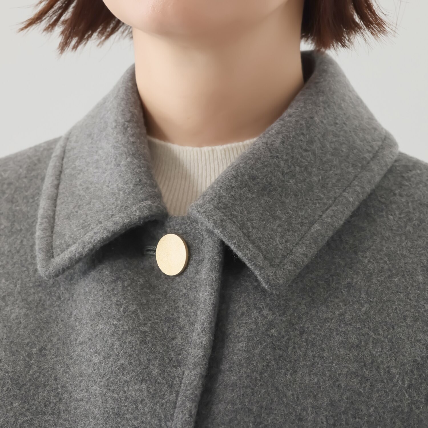 ポルトゥヴィーダ ジロンラムウール混 ステンカラーコート