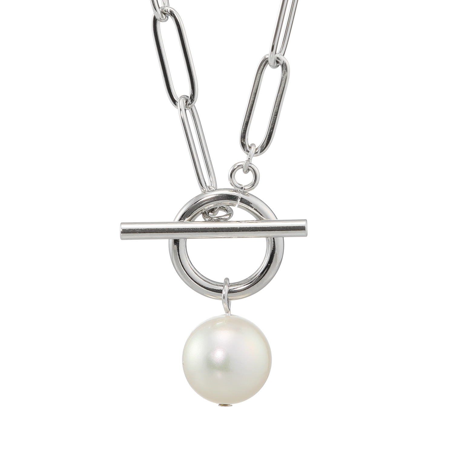 プレミアムパール 泉州の職人技 ステンレス １０ｍｍＵＰ　貝パール スタイリッシュ チェーンネックレス