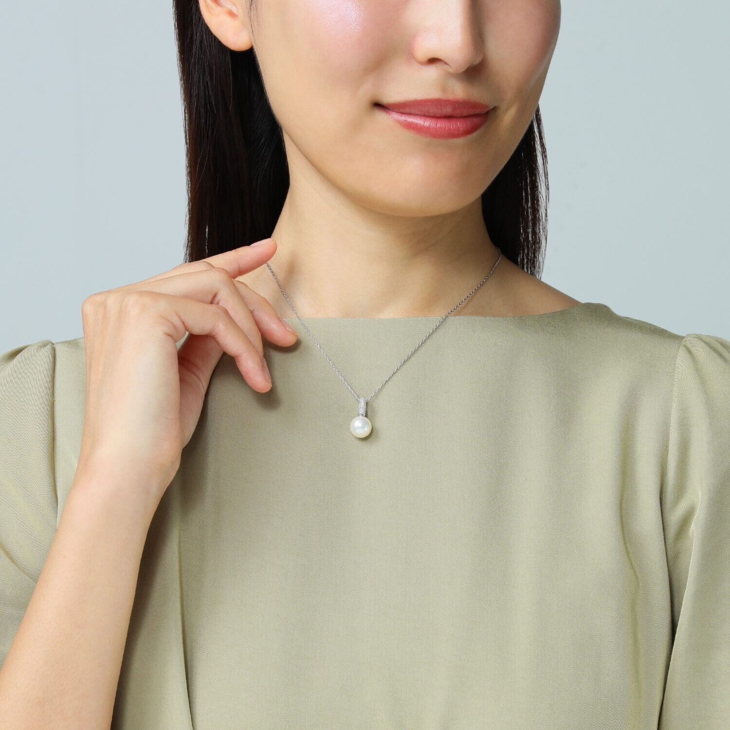 プレミアムパール 泉州の職人技 １０ｍｍＵＰ 貝パール＆ＣＺ パヴェデザイン ペンダント