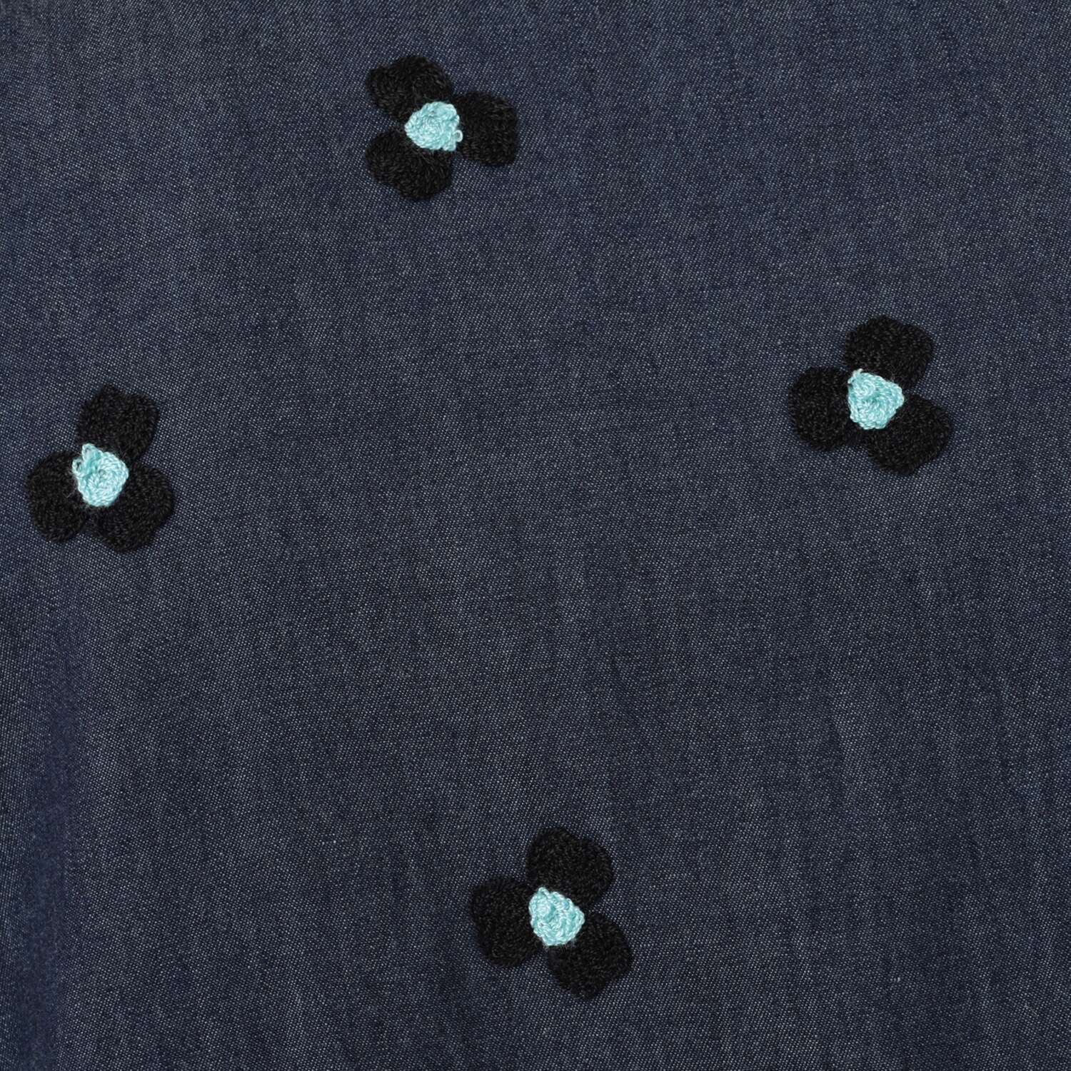 ダジュール フラワー刺しゅう デニムブラウス