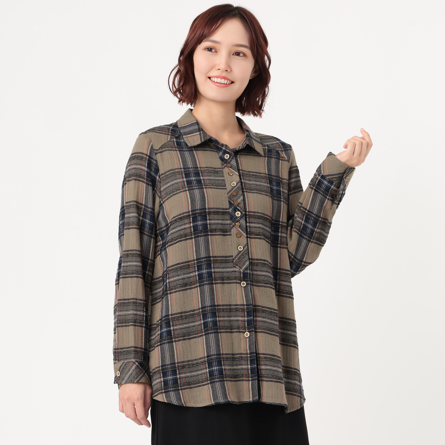 ダジュール 先染めチェックブラウス