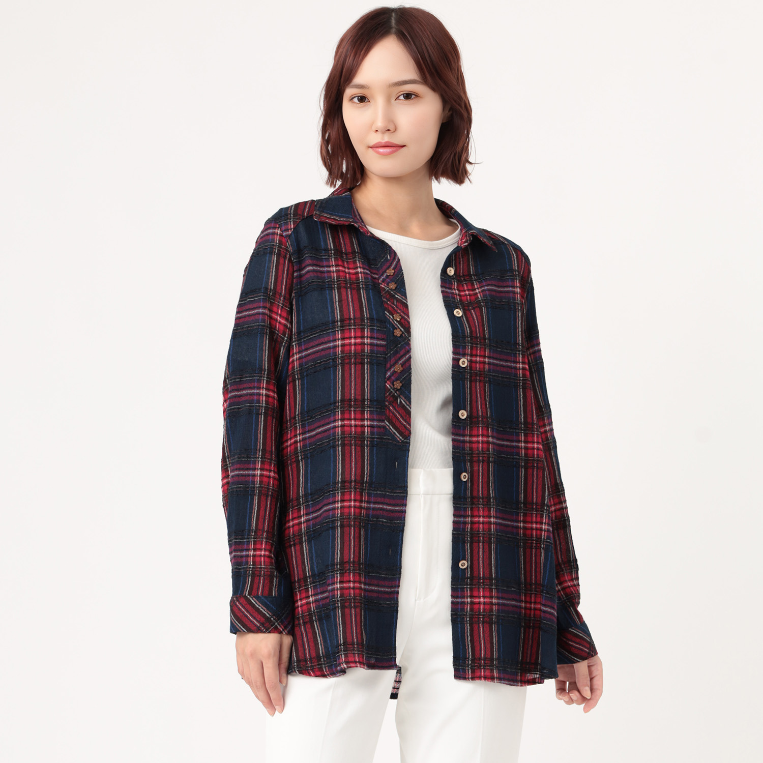 ダジュール 先染めチェックブラウス