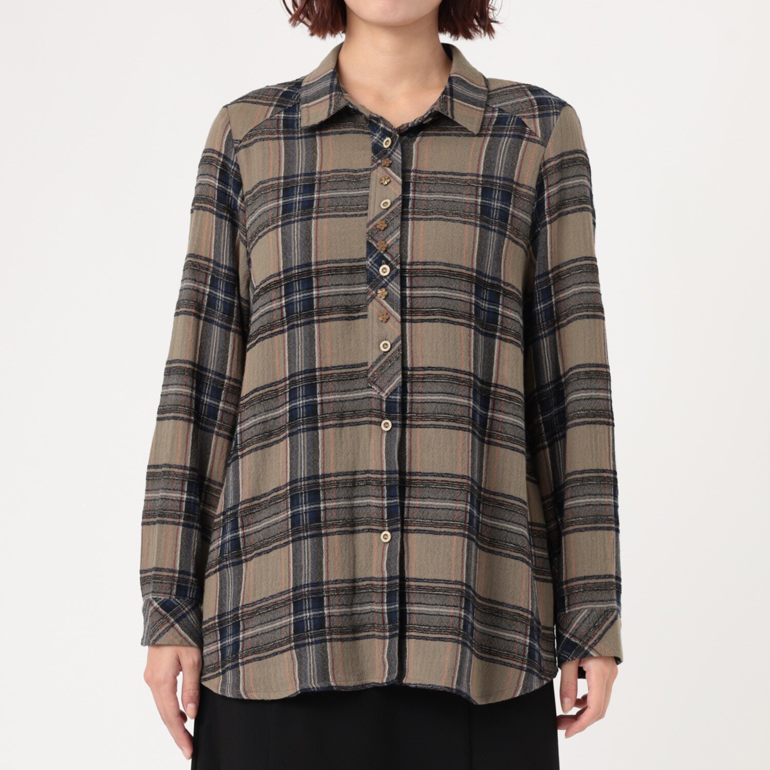 ダジュール 先染めチェックブラウス