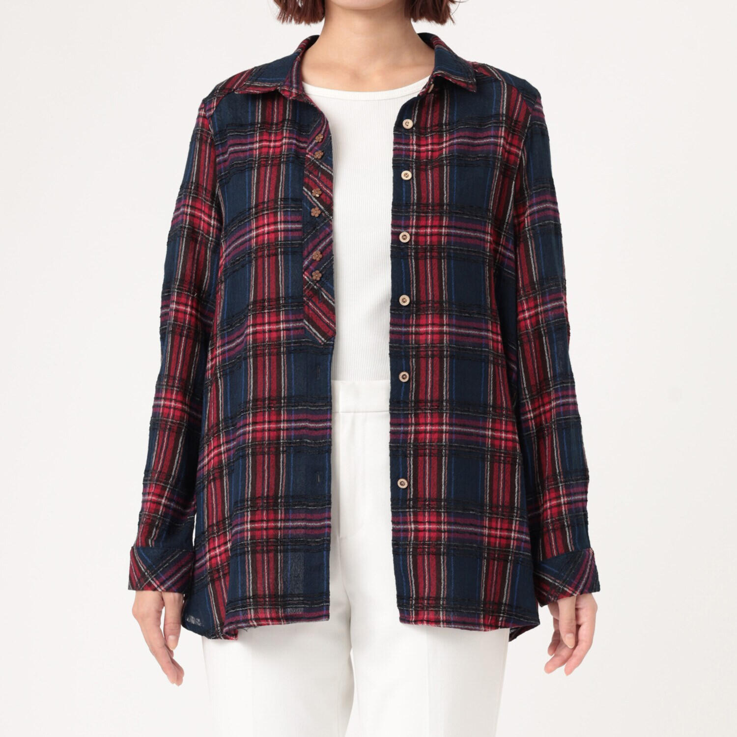 ダジュール 先染めチェックブラウス