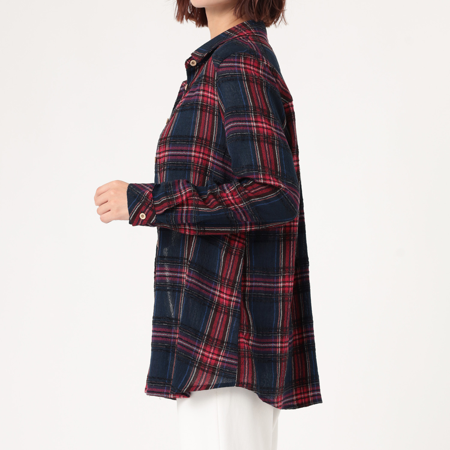 ダジュール 先染めチェックブラウス