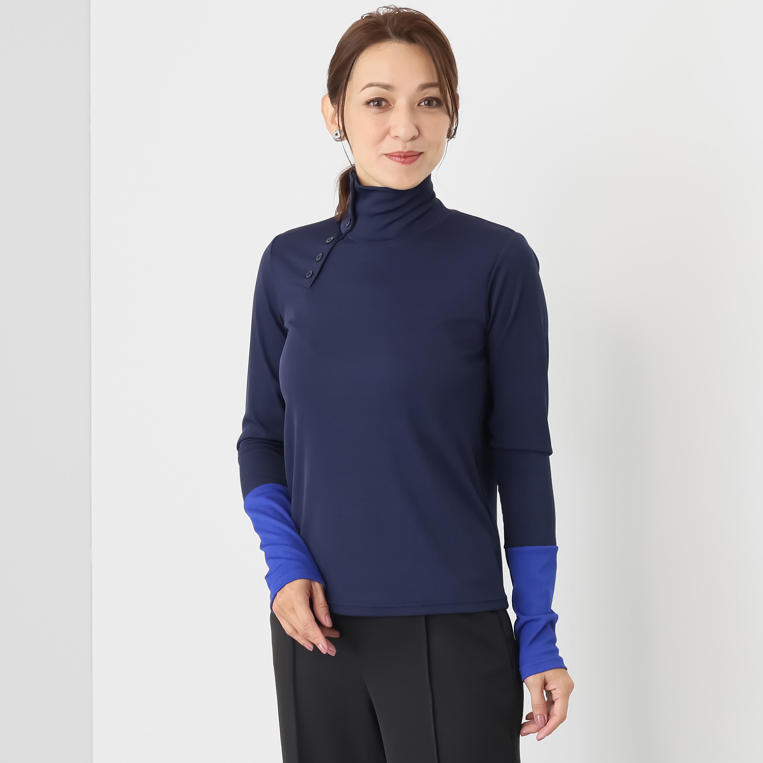 コースタルドライブ バイカラー ハイネックプルオーバー