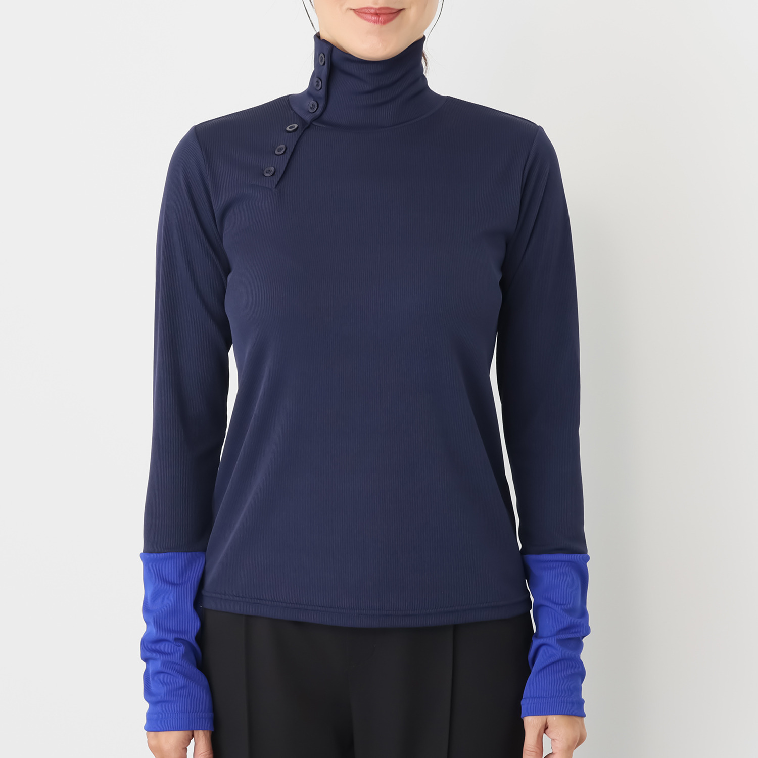 コースタルドライブ バイカラー ハイネックプルオーバー