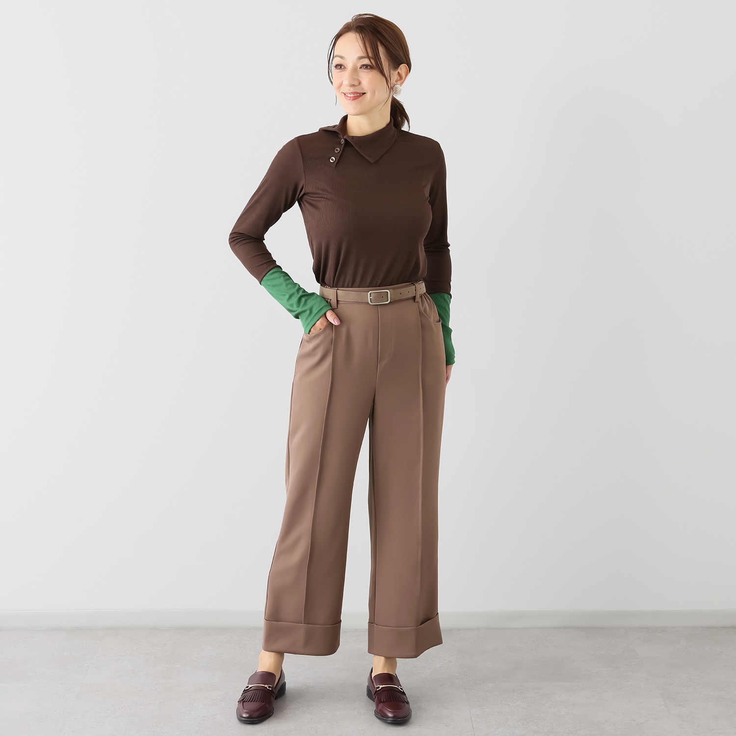 コースタルドライブ バイカラー ハイネックプルオーバー