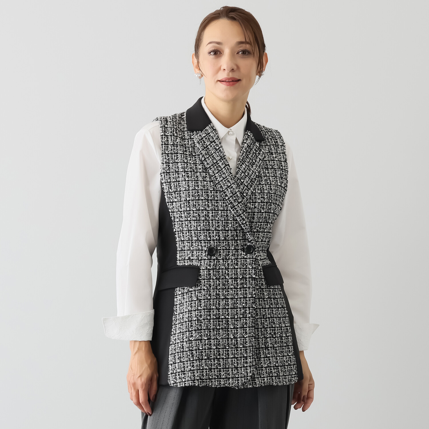 アンブリエ ラメツイード ジレジャケット