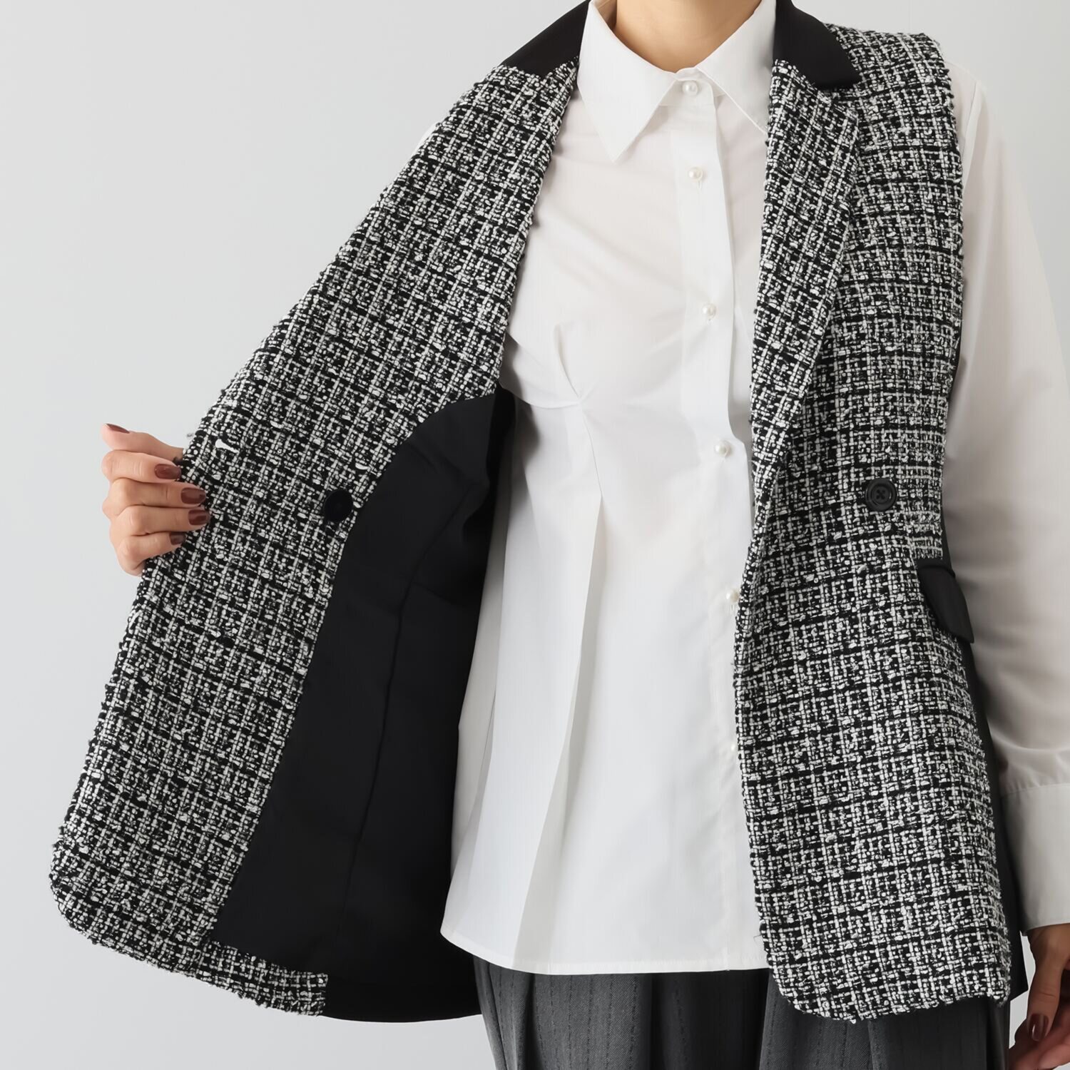 アンブリエ ラメツイード ジレジャケット