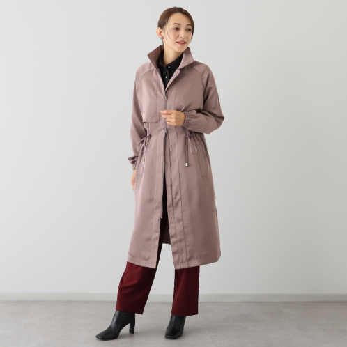 アンブリエ　ヴィンテージサテン　ドローストリング　ロングコート