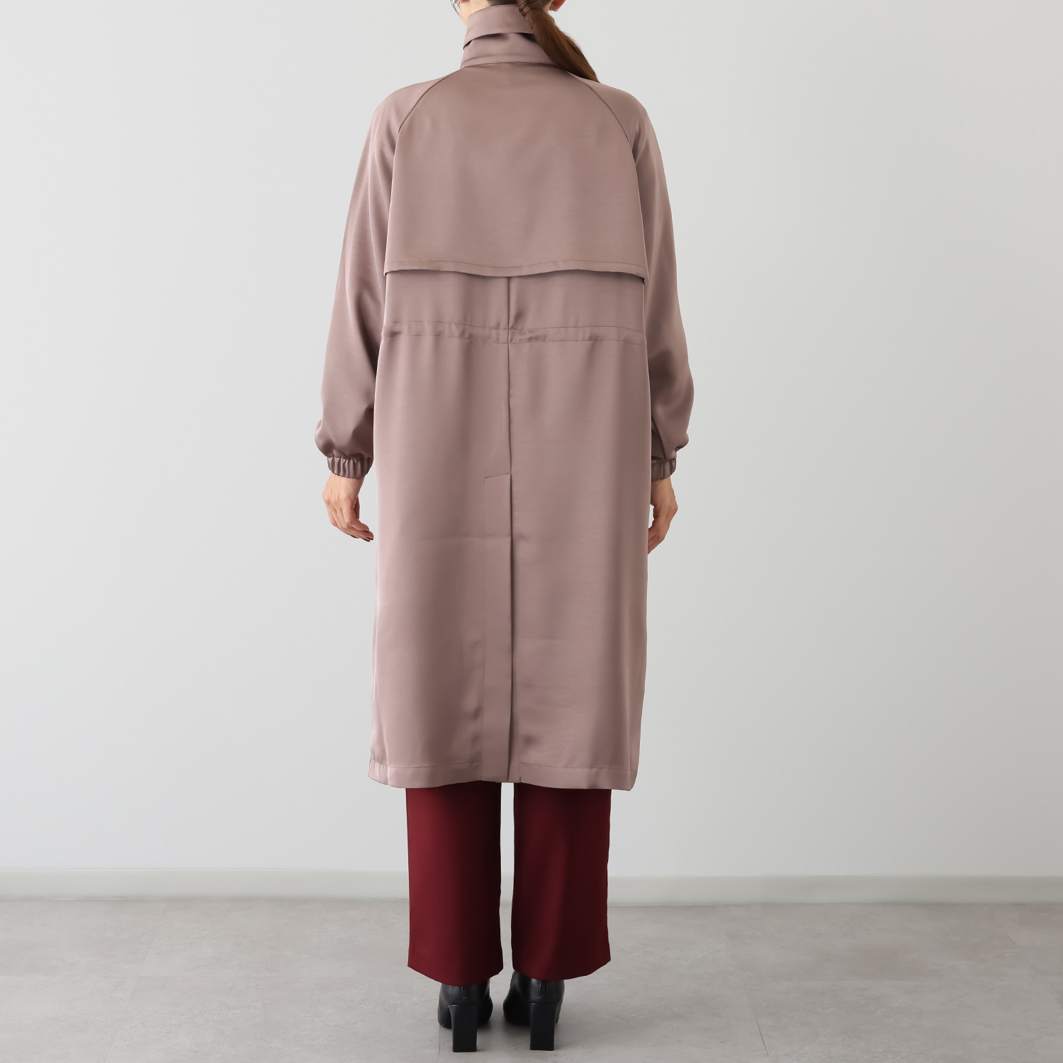 アンブリエ ヴィンテージサテン ドローストリング ロングコート