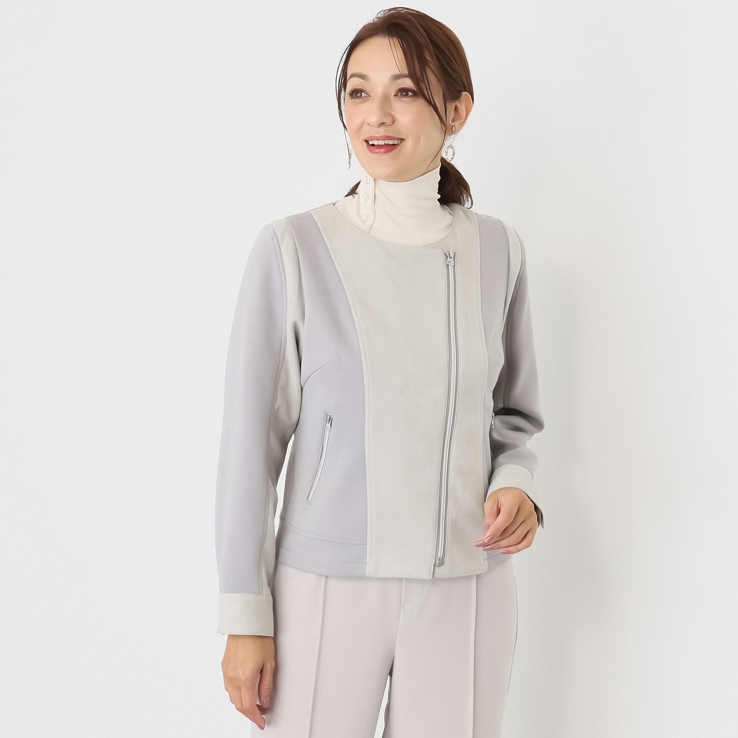 コースタルドライブ 異素材ドッキング ライダースジャケット