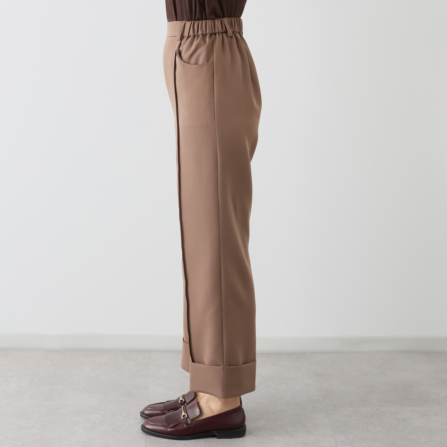 コースタルドライブ ベルト付 セミワイドパンツ