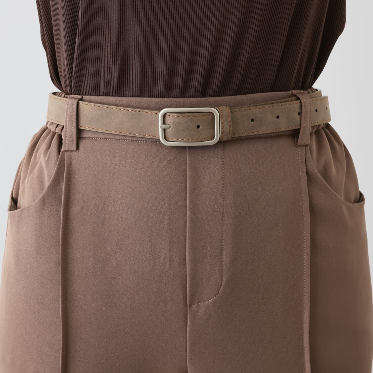 コースタルドライブ ベルト付 セミワイドパンツ