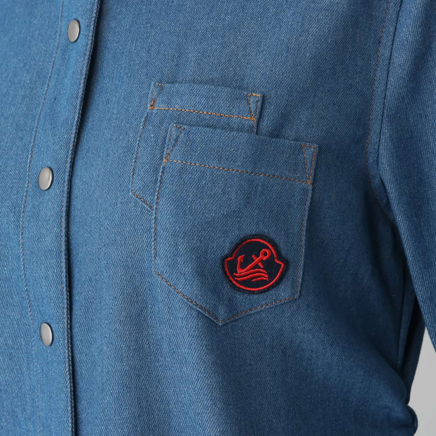 コースタルドライブ ３Ｄパターン ウエストギャザー デニムシャツ