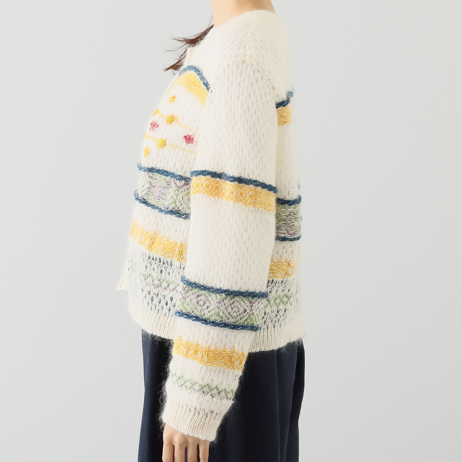 エム　アンド　キョウコ メッシュジャガード カーディガン