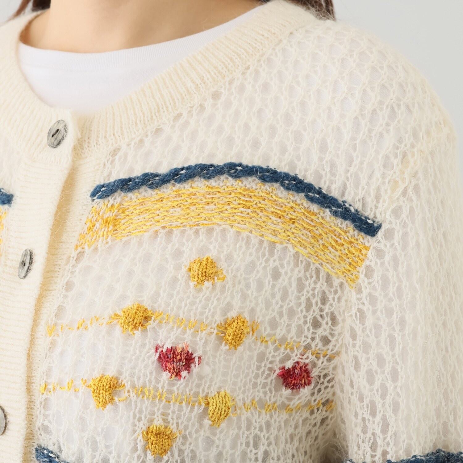 エム　アンド　キョウコ メッシュジャガード カーディガン