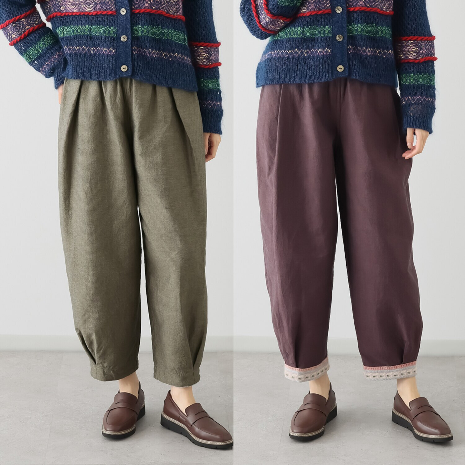 エム　アンド　キョウコ ジャガードアクセント リバーシブルパンツ