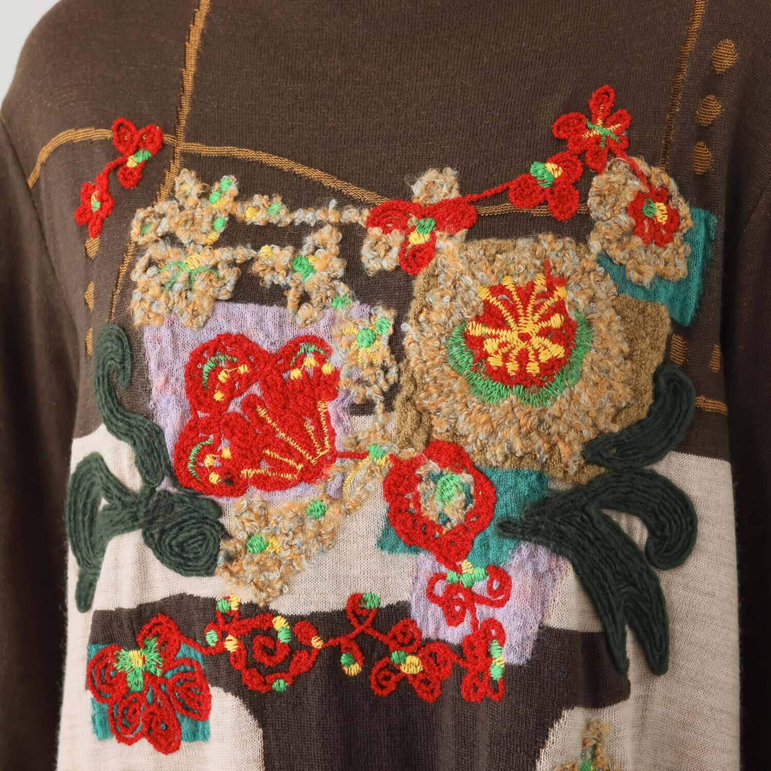 エム　アンド　キョウコ フラワー刺しゅう ニットワンピース