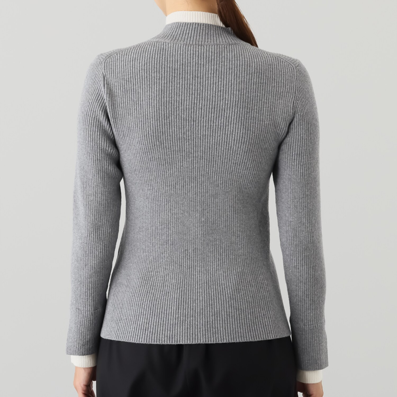 アンブリエ スパンコールニット 配色プルオーバー