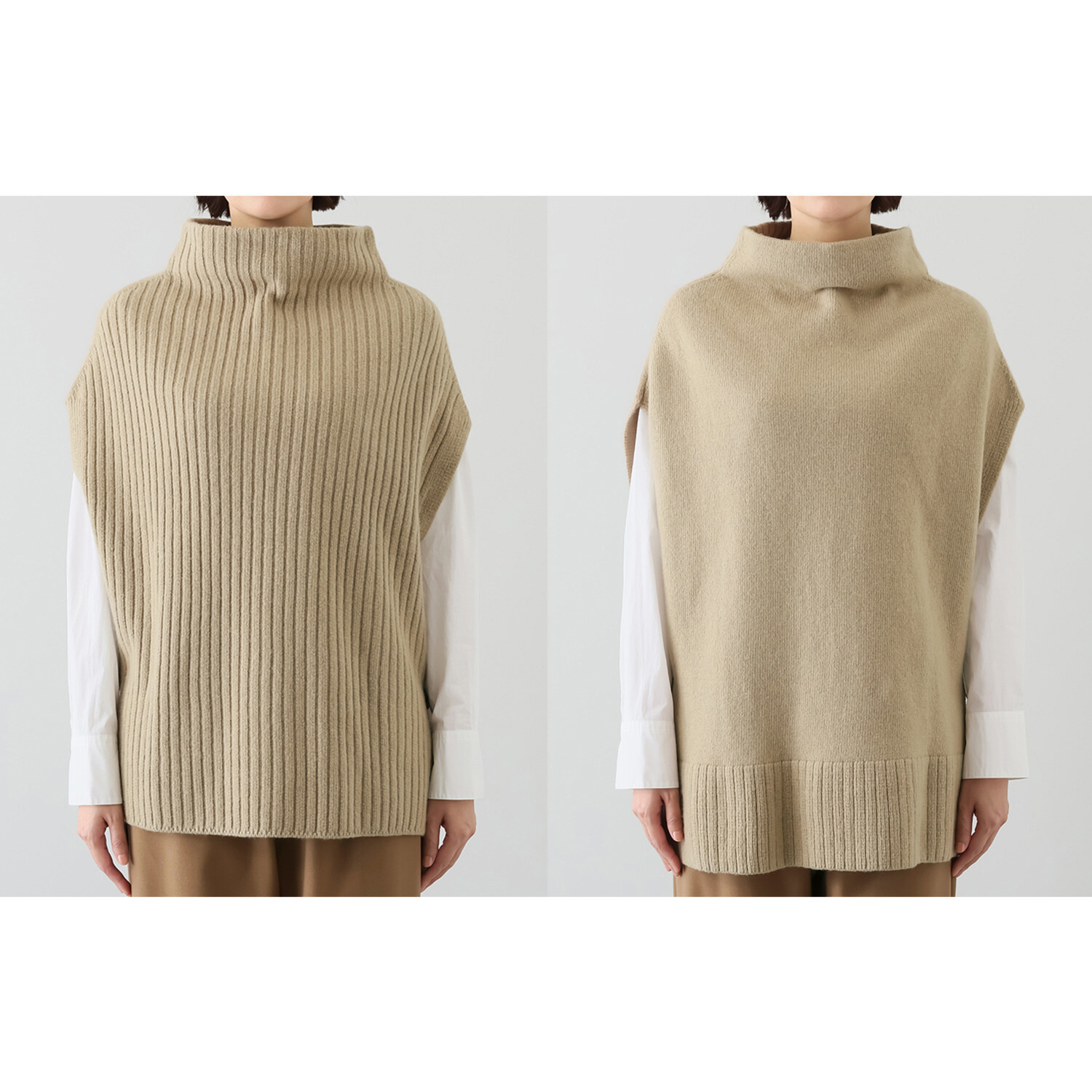 オトナノクラシ ベストのような ポンチョのような サイドボタン ２ウェイニット