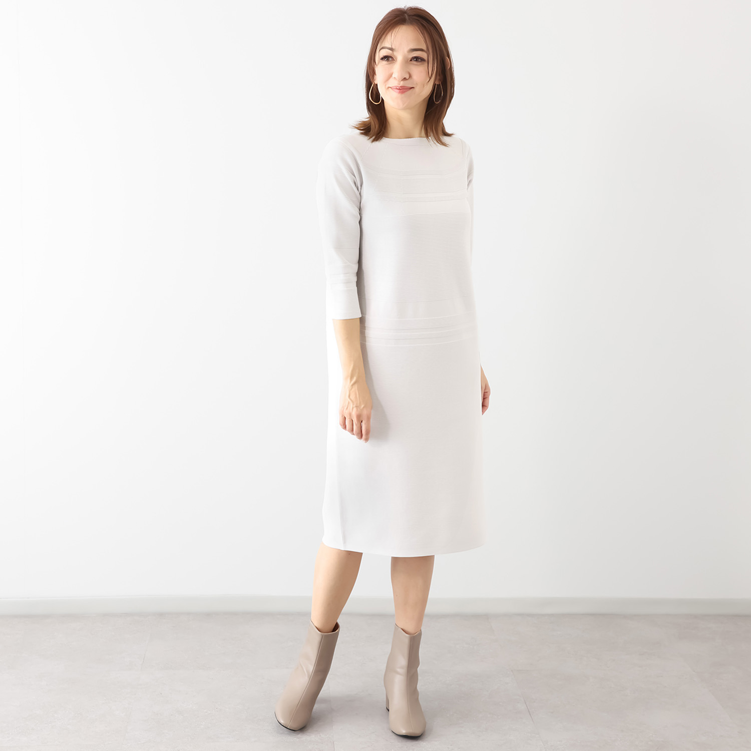 マルティジャーニ 日本製　匠の技 立体編 軽量ストレッチ コクーンワンピース