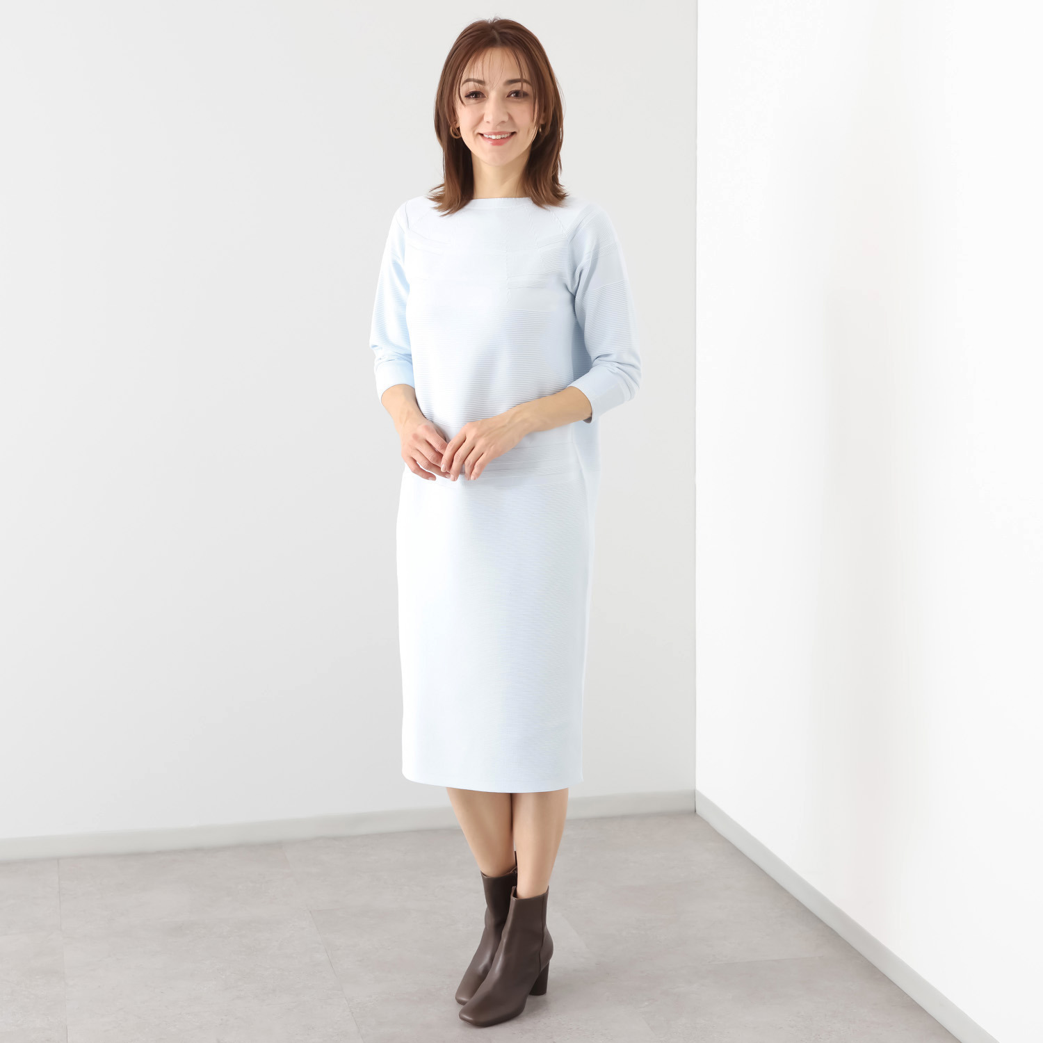 マルティジャーニ 日本製　匠の技 立体編 軽量ストレッチ コクーンワンピース