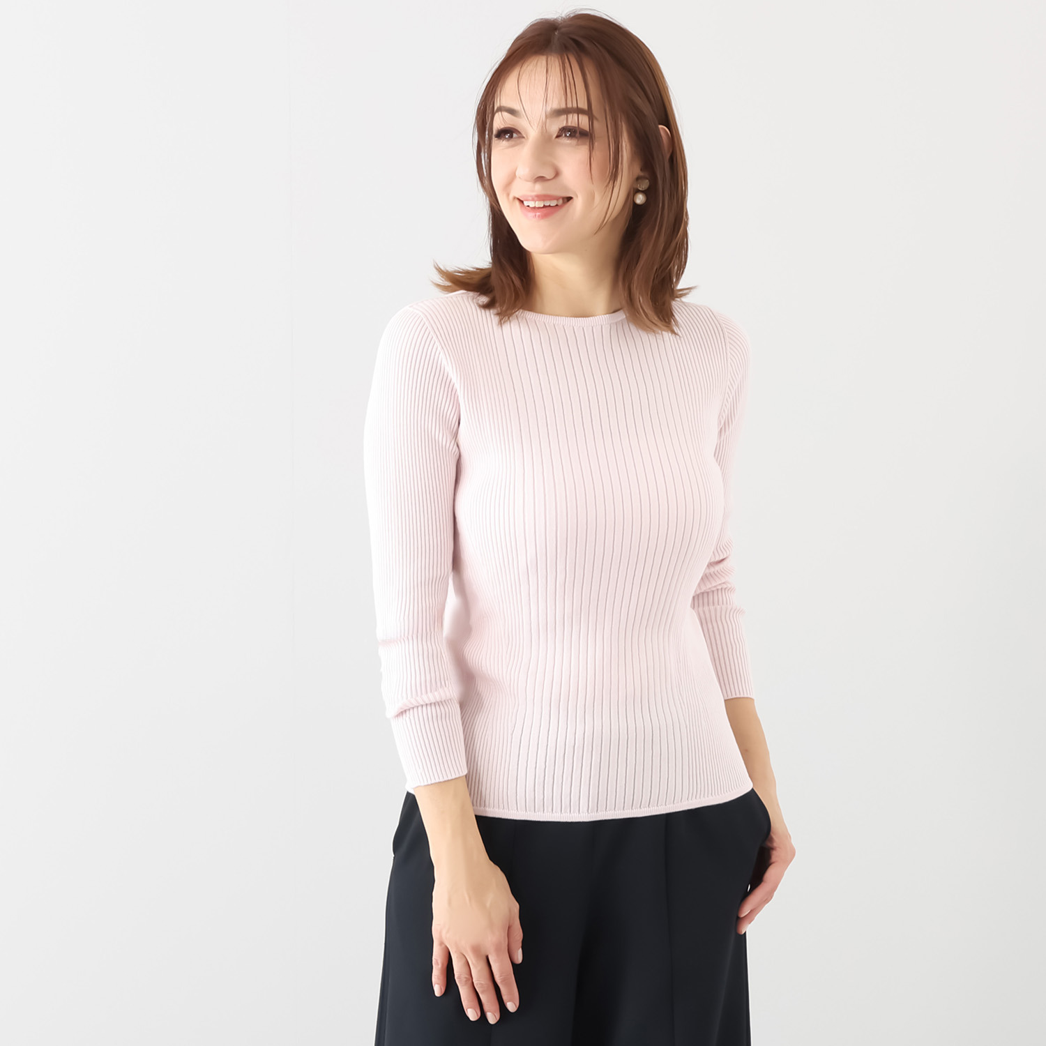 マルティジャーニ 日本製 匠の技　立体編 コットンシルク ランダムリブプルオーバー