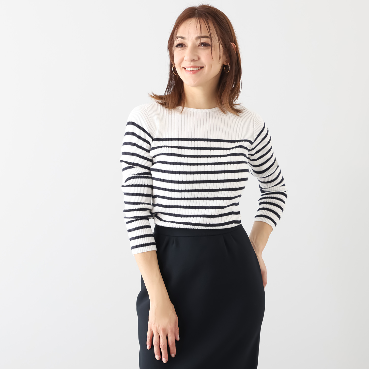 マルティジャーニ 日本製 匠の技　立体編 コットンシルク ランダムリブプルオーバー