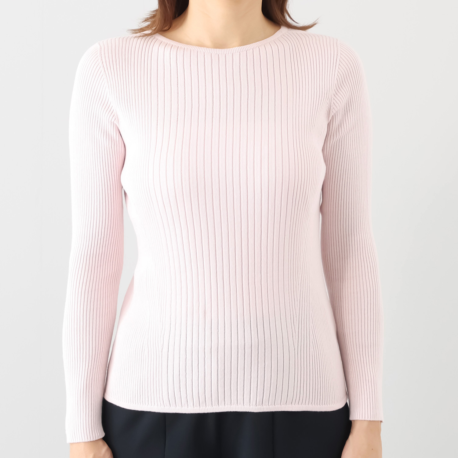 マルティジャーニ 日本製 匠の技　立体編 コットンシルク ランダムリブプルオーバー