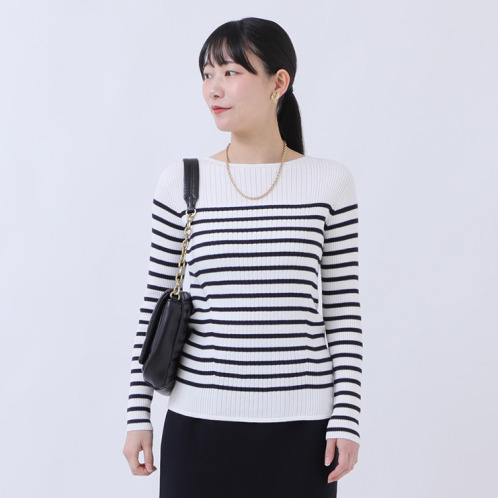 マルティジャーニ 日本製 匠の技　立体編 コットンシルク ランダムリブプルオーバー