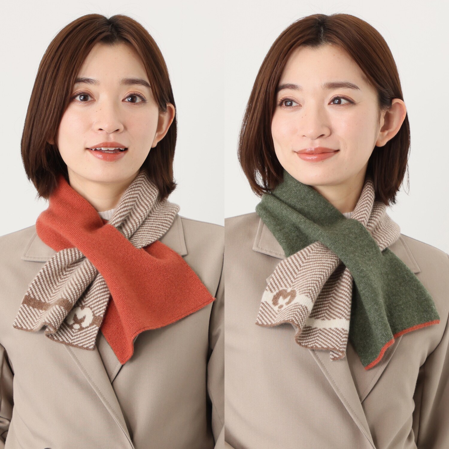 ミラ・ショーン 内モンゴル産 カシミヤ１００％ リバーシブル ニットマフラー