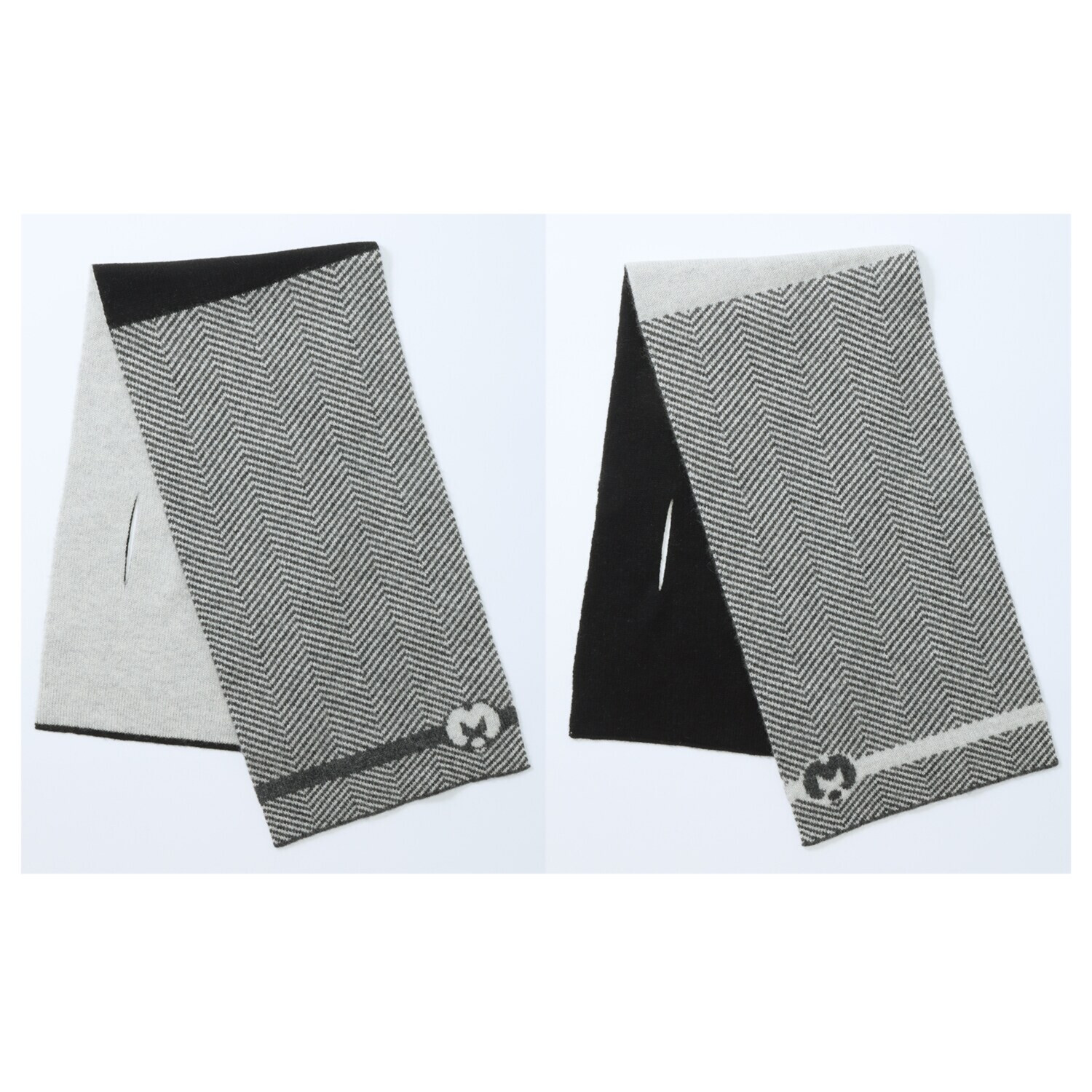 ミラ・ショーン 内モンゴル産 カシミヤ１００％ リバーシブル ニットマフラー