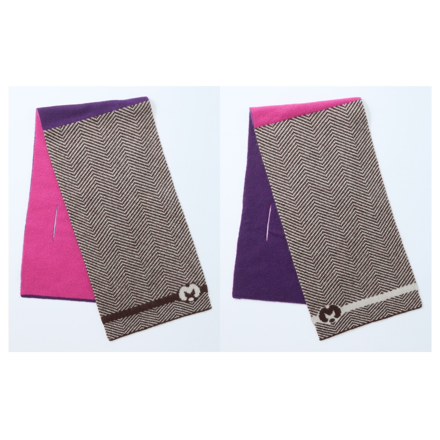 ミラ・ショーン 内モンゴル産 カシミヤ１００％ リバーシブル ニットマフラー