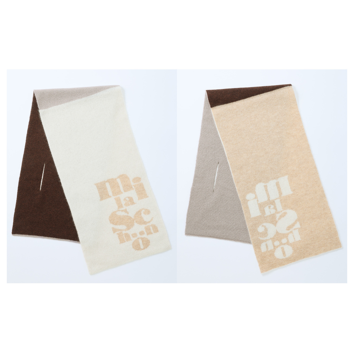 ミラ・ショーン 内モンゴル産 カシミヤ１００％ リバーシブル ニットマフラー