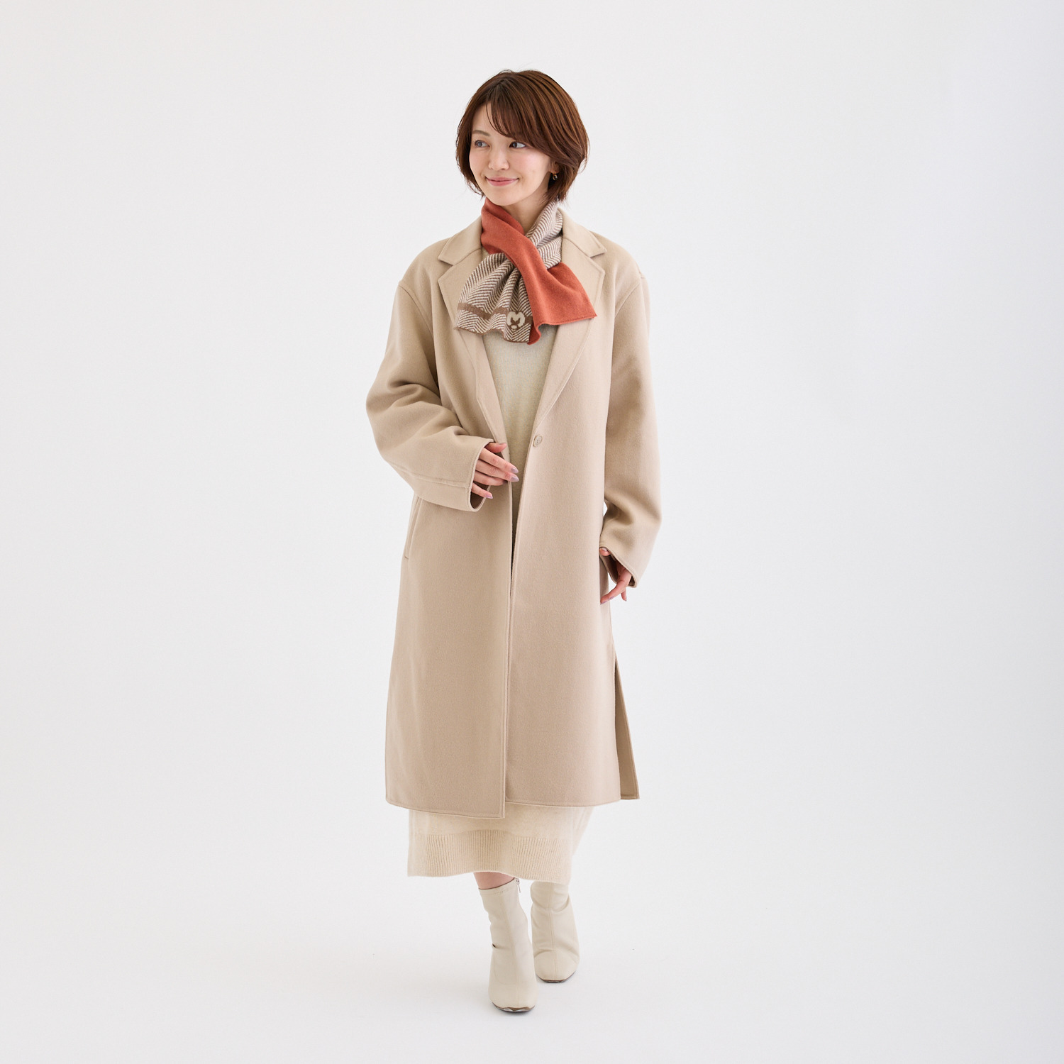 ミラ・ショーン 内モンゴル産 カシミヤ１００％ リバーシブル ニットマフラー