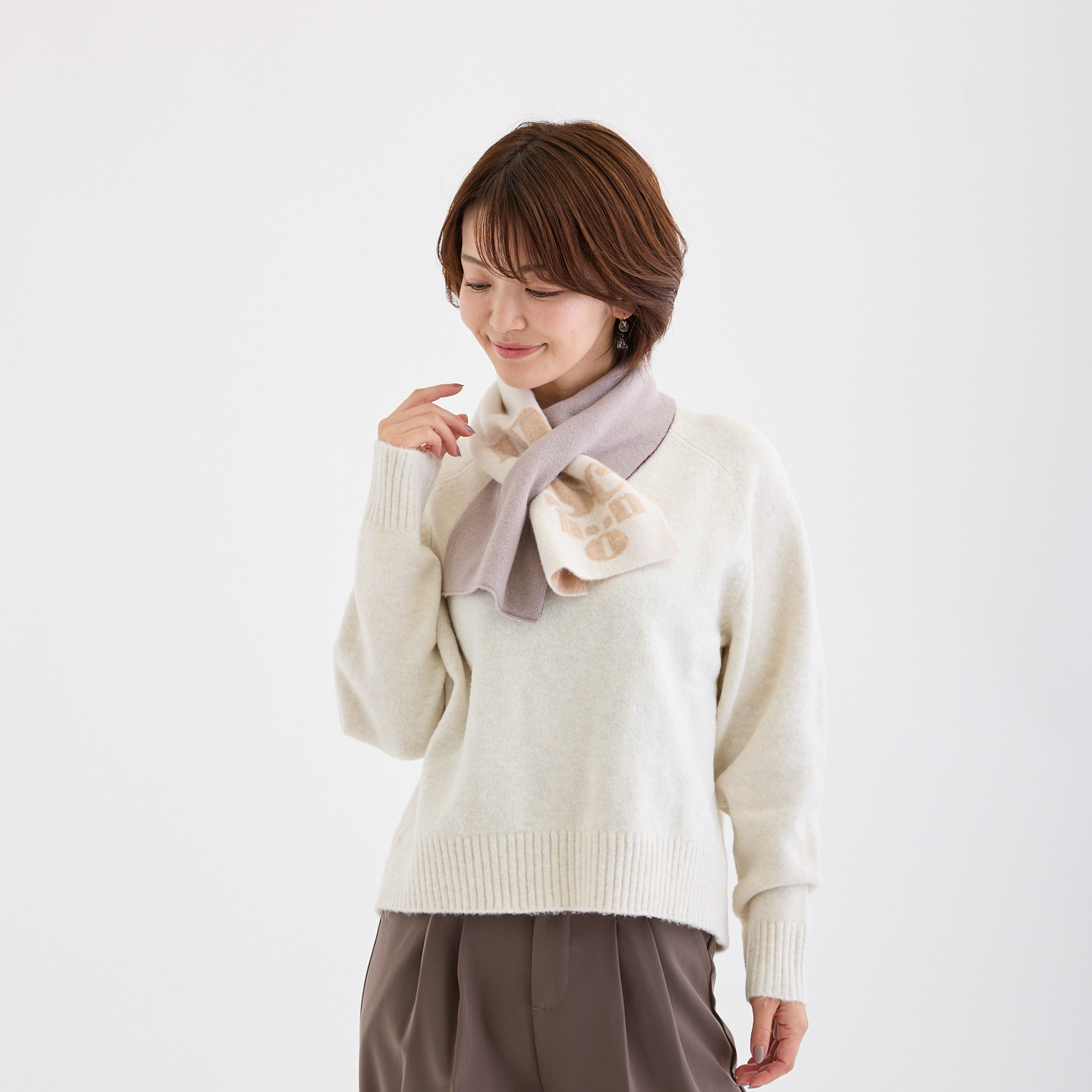 ミラ・ショーン 内モンゴル産 カシミヤ１００％ リバーシブル ニットマフラー