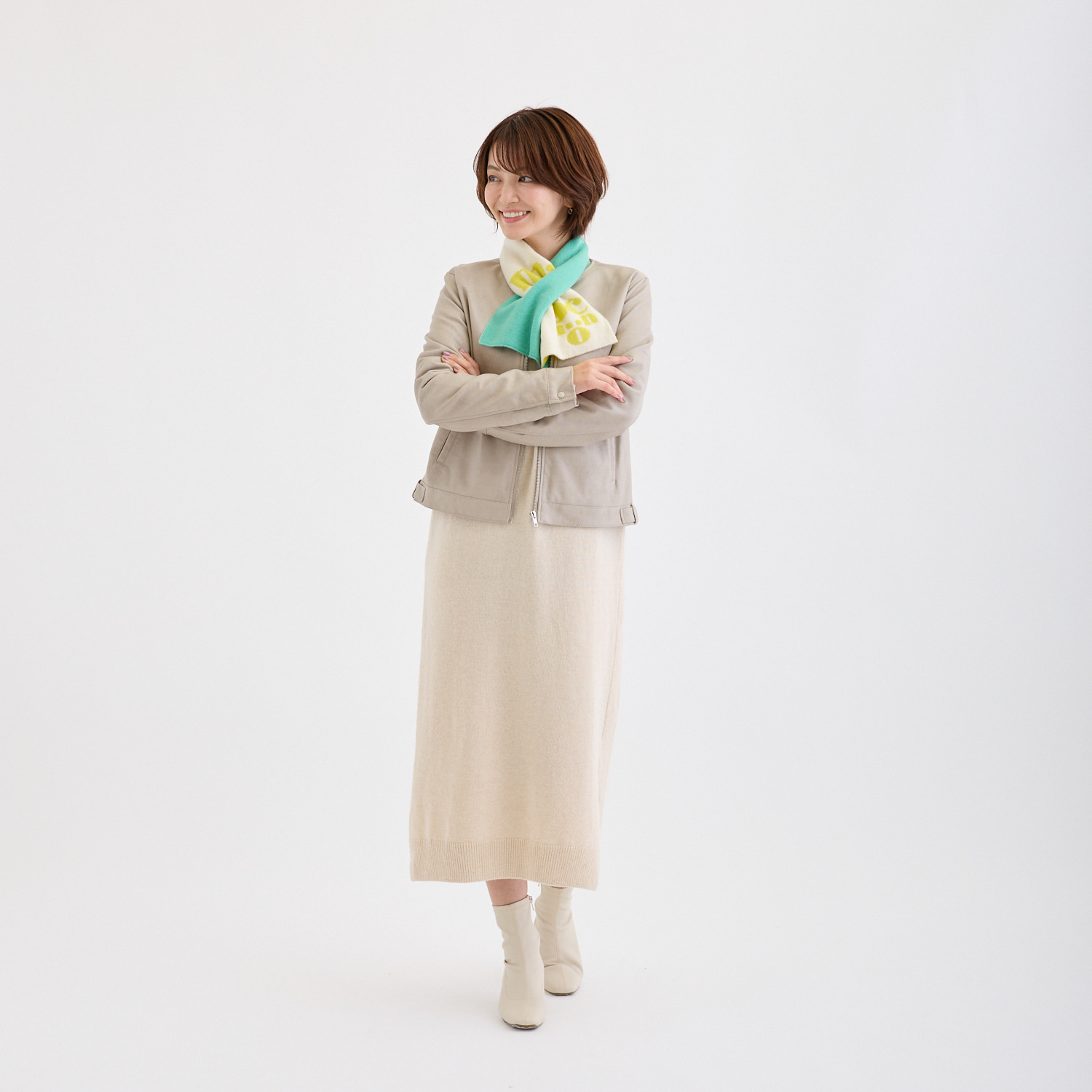 ミラ・ショーン 内モンゴル産 カシミヤ１００％ リバーシブル ニットマフラー