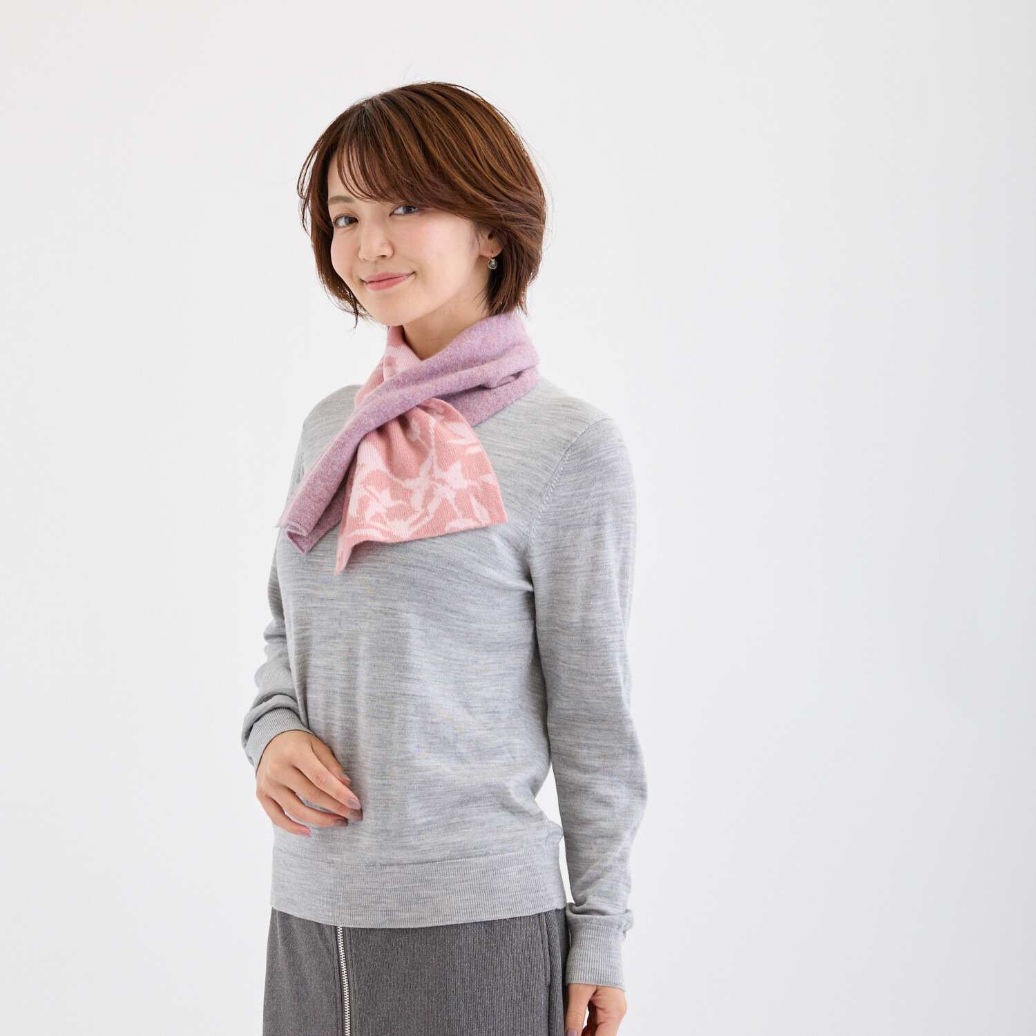 ミラ・ショーン 内モンゴル産 カシミヤ１００％ リバーシブル ニットマフラー