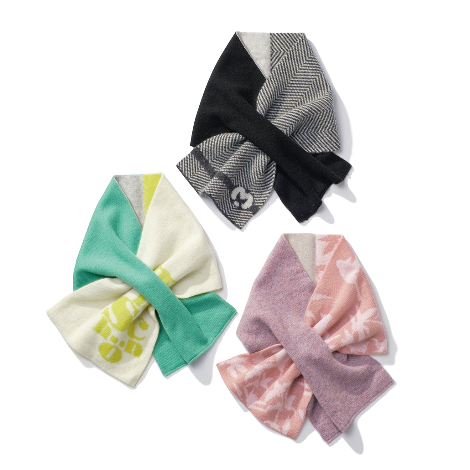 ミラ・ショーン 内モンゴル産 カシミヤ１００％ リバーシブル ニットマフラー