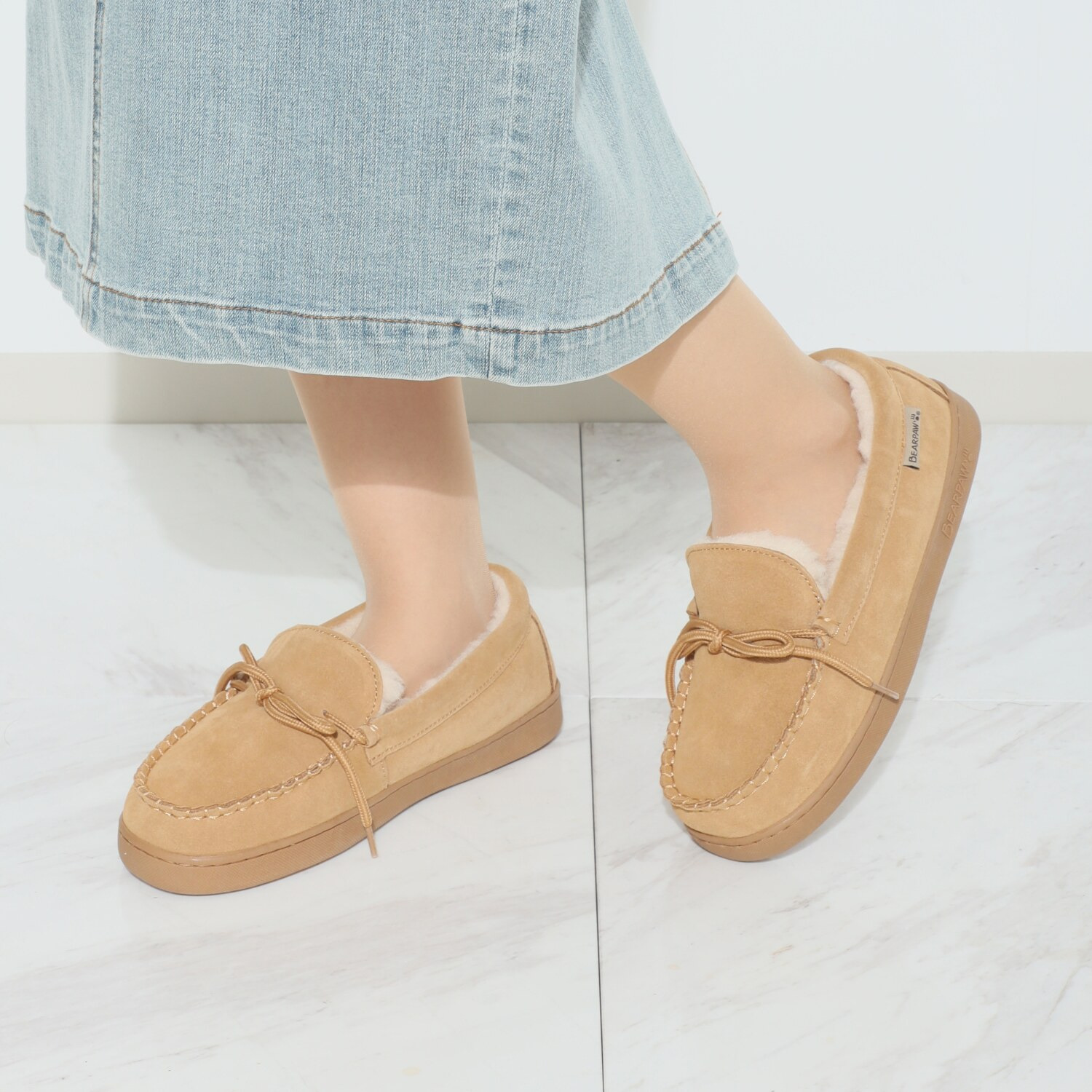 ベアパウ はっ水牛革スエード ムートン調シューズ “ベアパウキャロライン”