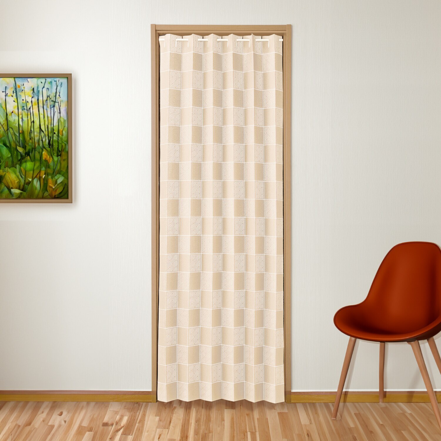 簡単設置 冷暖房の省エネ対策にも ハサミでカットできる 間仕切り断熱 アコーディオンのれん 同色２枚セット