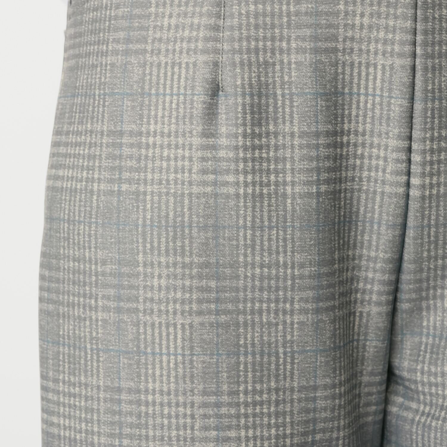 ピーツー チェックプリント 裏微起毛セミワイドパンツ