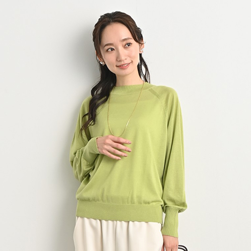 元町ゼラール なめらか＆きれい見え ハイゲージで編み立てた ふんわりスリーブ プルオーバー